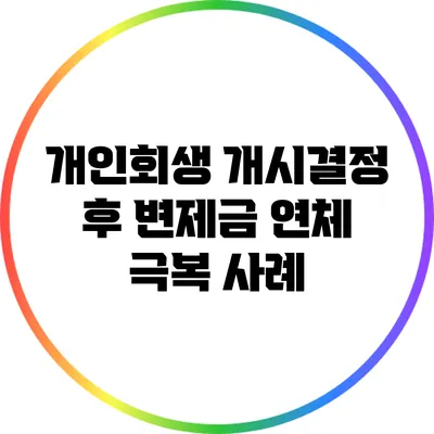 개인회생 개시결정 후 변제금 연체 극복 사례