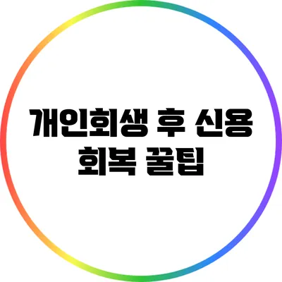 개인회생 후 신용 회복 꿀팁