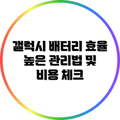 갤럭시 배터리 효율 높은 관리법 및 비용 체크