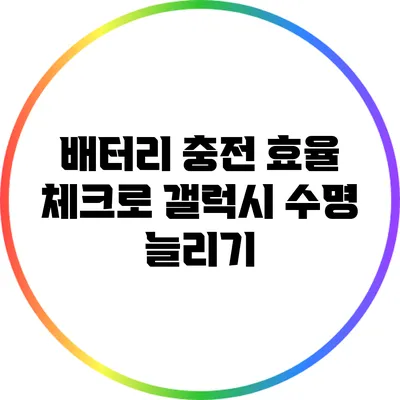 배터리 충전 효율 체크로 갤럭시 수명 늘리기