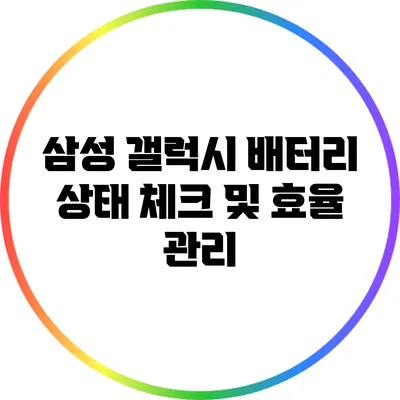 삼성 갤럭시 배터리 상태 체크 및 효율 관리