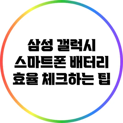 삼성 갤럭시 스마트폰 배터리 효율 체크하는 팁