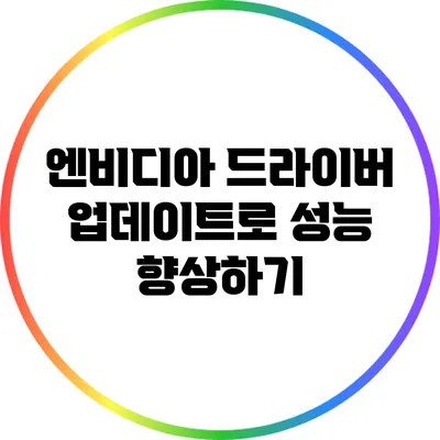 엔비디아 드라이버 업데이트로 성능 향상하기