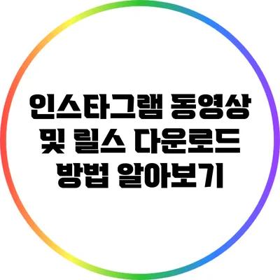 인스타그램 동영상 및 릴스 다운로드 방법 알아보기