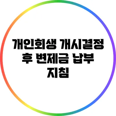 개인회생 개시결정 후 변제금 납부 지침