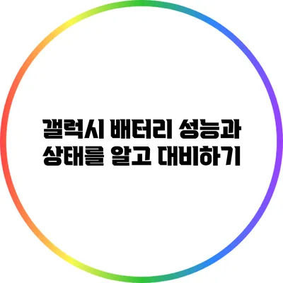 갤럭시 배터리 성능과 상태를 알고 대비하기