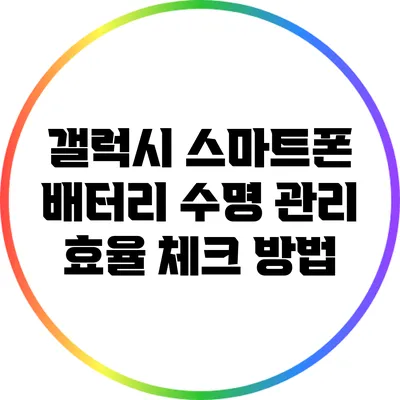 갤럭시 스마트폰 배터리 수명 관리: 효율 체크 방법