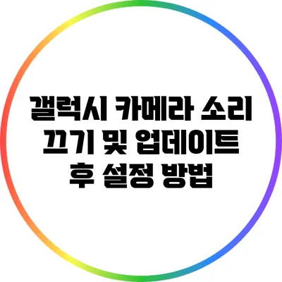 갤럭시 카메라 소리 끄기 및 업데이트 후 설정 방법