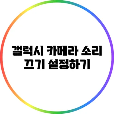 갤럭시 카메라 소리 끄기 설정하기