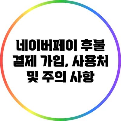 네이버페이 후불 결제: 가입, 사용처 및 주의 사항