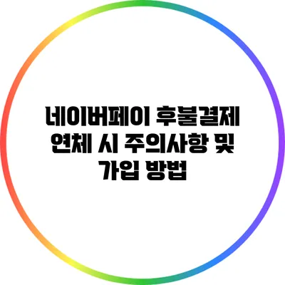 네이버페이 후불결제: 연체 시 주의사항 및 가입 방법