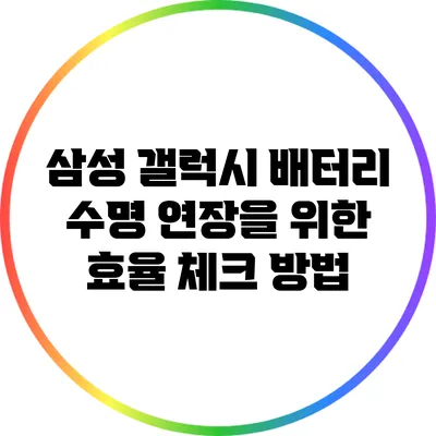 삼성 갤럭시 배터리 수명 연장을 위한 효율 체크 방법