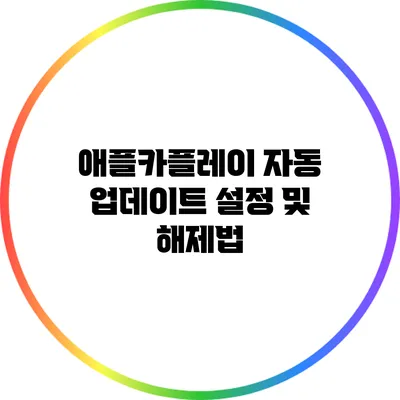 애플카플레이 자동 업데이트 설정 및 해제법