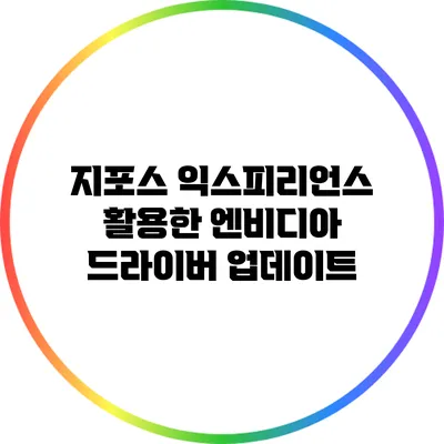 지포스 익스피리언스 활용한 엔비디아 드라이버 업데이트