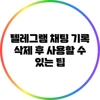 텔레그램 채팅 기록 삭제 후 사용할 수 있는 팁