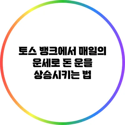 토스 뱅크에서 매일의 운세로 돈 운을 상승시키는 법