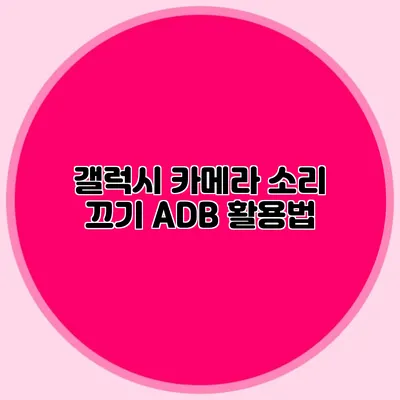 갤럭시 카메라 소리 끄기 ADB 활용법