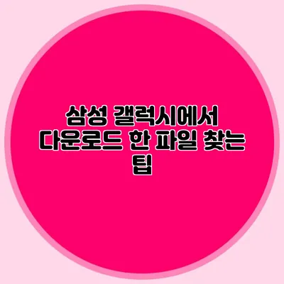 삼성 갤럭시에서 다운로드 한 파일 찾는 팁