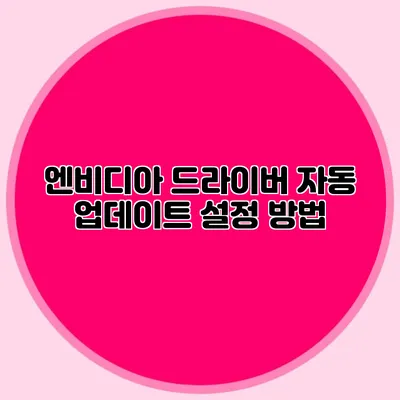 엔비디아 드라이버 자동 업데이트 설정 방법