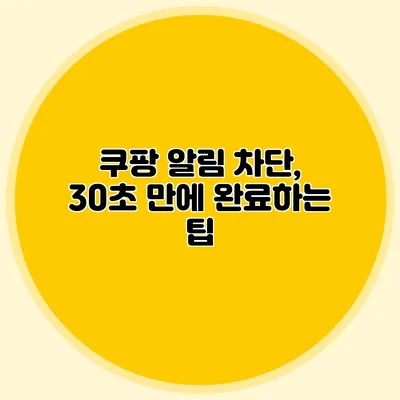 쿠팡 알림 차단, 30초 만에 완료하는 팁