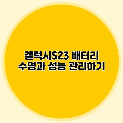 갤럭시S23 배터리 수명과 성능 관리하기