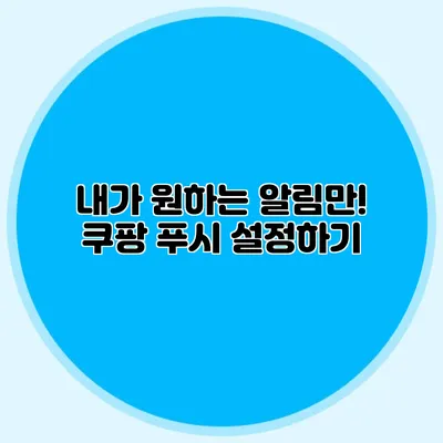 내가 원하는 알림만! 쿠팡 푸시 설정하기