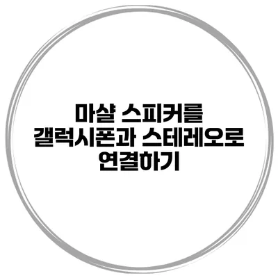 마샬 스피커를 갤럭시폰과 스테레오로 연결하기