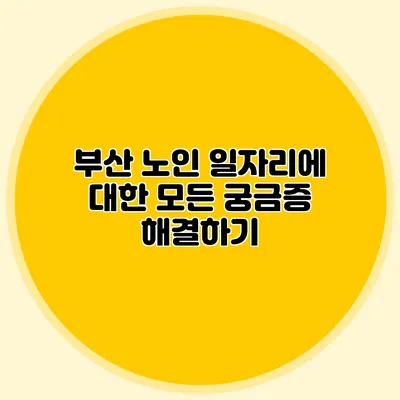부산 노인 일자리에 대한 모든 궁금증 해결하기