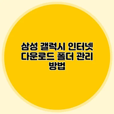 삼성 갤럭시 인터넷 다운로드 폴더 관리 방법