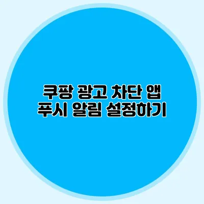 쿠팡 광고 차단: 앱 푸시 알림 설정하기
