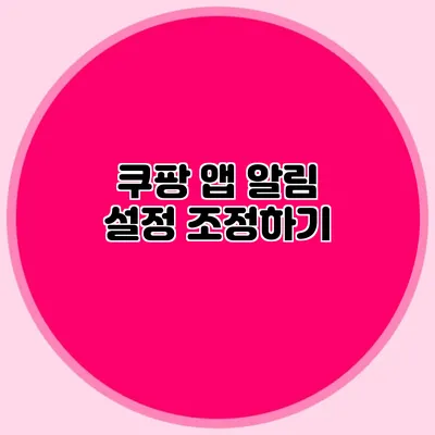 쿠팡 앱 알림 설정 조정하기